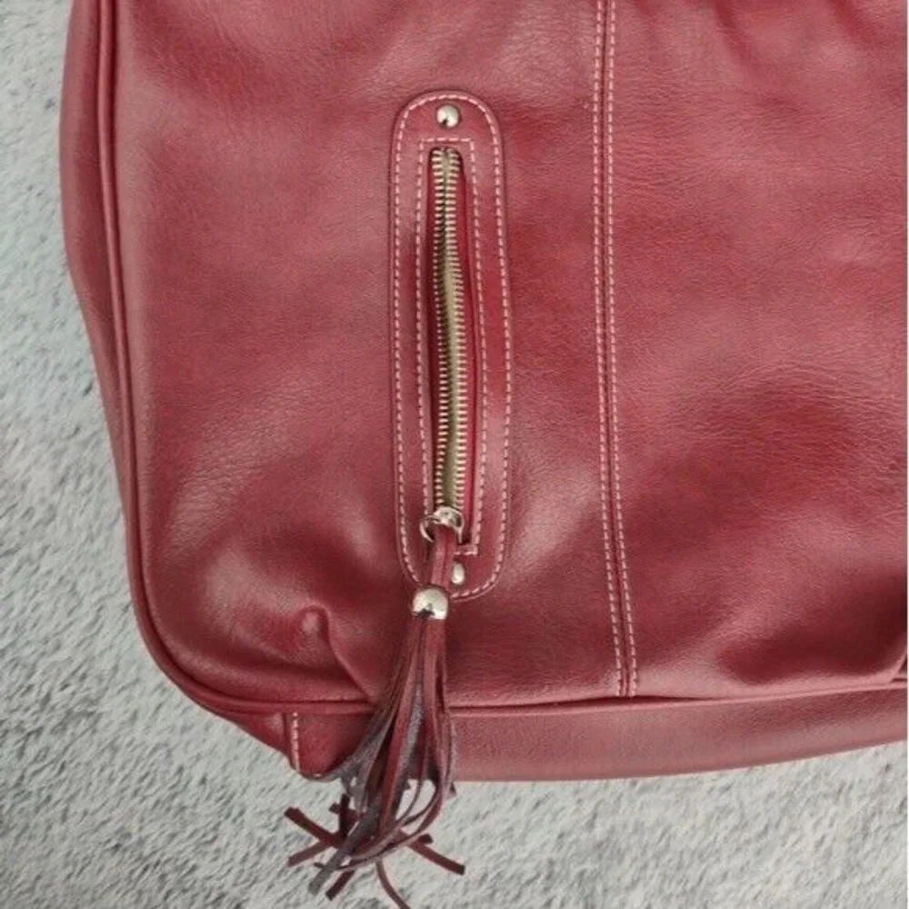 Vintage Nine West Faux Leather Hobo Bag Tassel Red Southwest Shoulder Bag‎